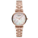 Emporio Armani Gianni T Bar Quartz Mother of Pearl Dial Rose Gold Steel Strap Watch For Women - AR11385